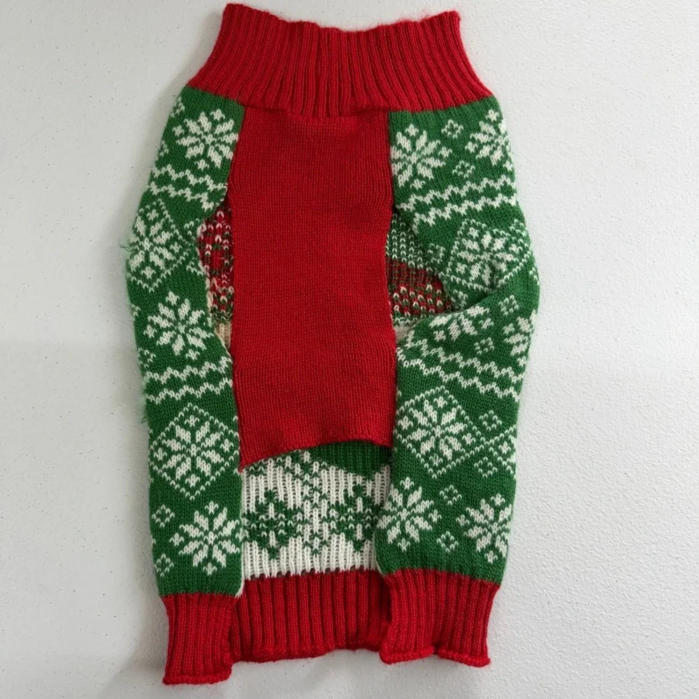 Dog‎ red green sequin Santa knit stretch pullover pet sweater winter Christmas